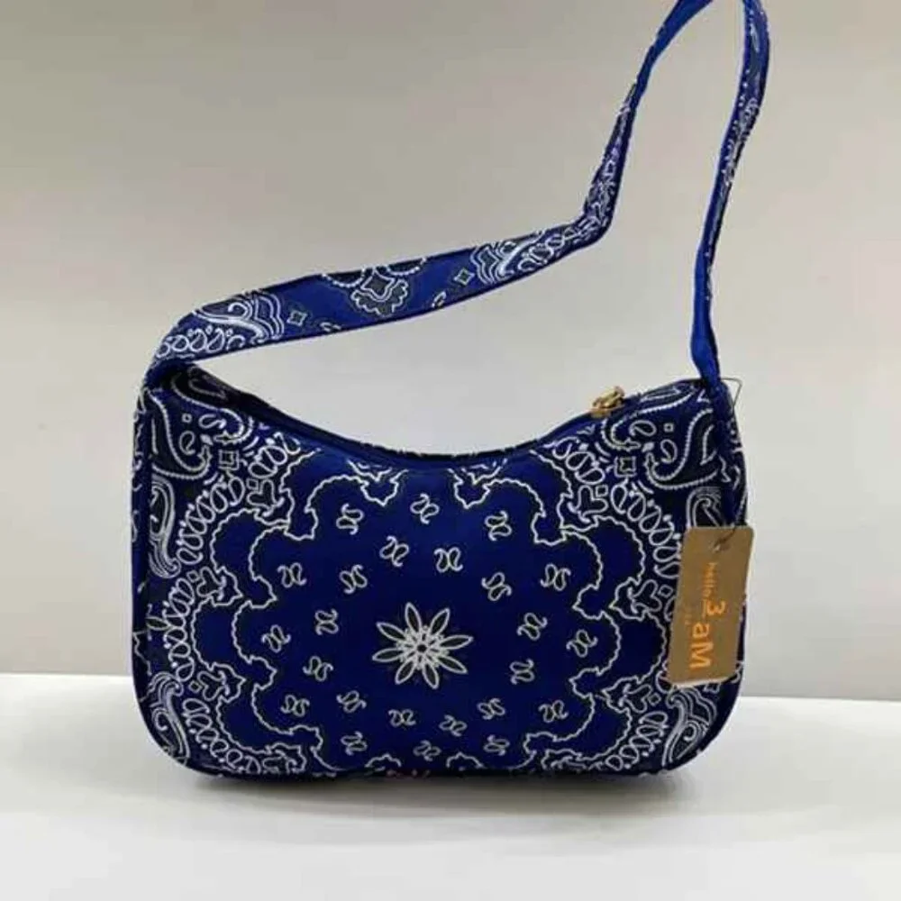 Bandana Paisley Print SM Shoulder Handbag - NWT - Blue/White